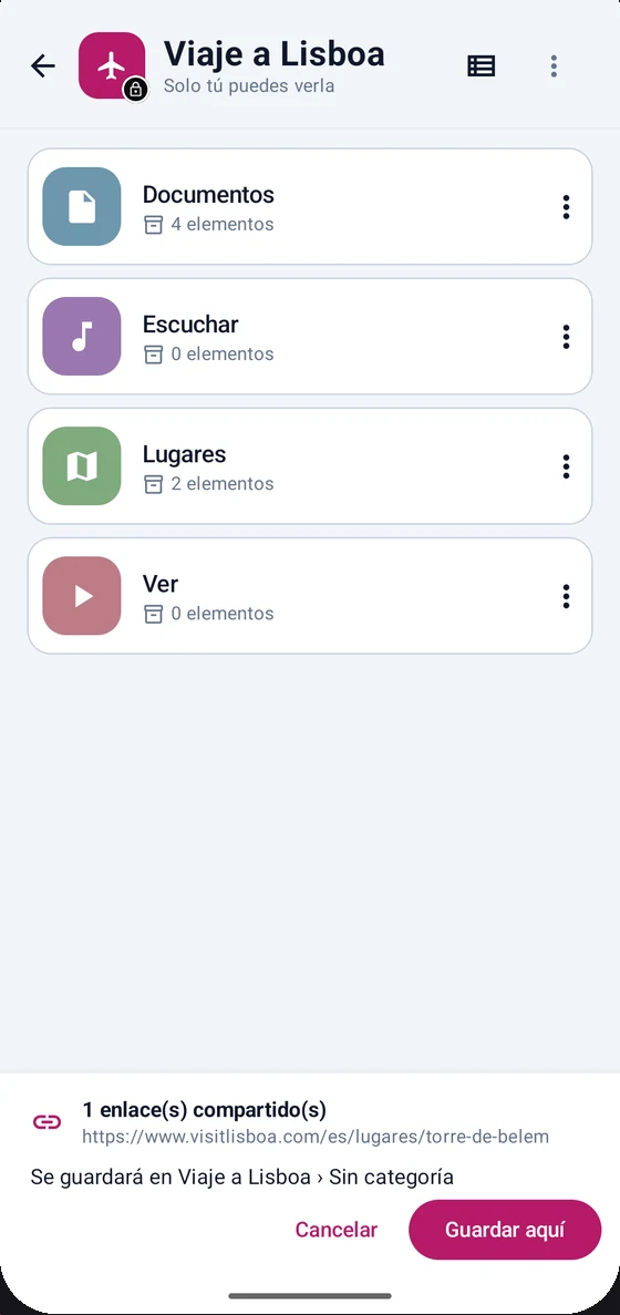 Captura de Linkalia: Guarda desde cualquier app